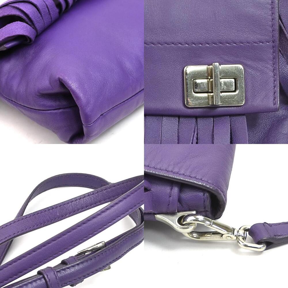 Prada bag shoulder purple crossbody silver leather fringed - Picture 4 of 4